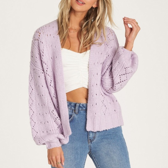 Lavender Knit Open Cardigan - Picture 3 of 11
